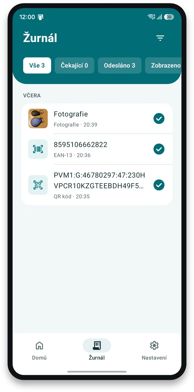 Žurnál – Spojka v mobilu pro Android