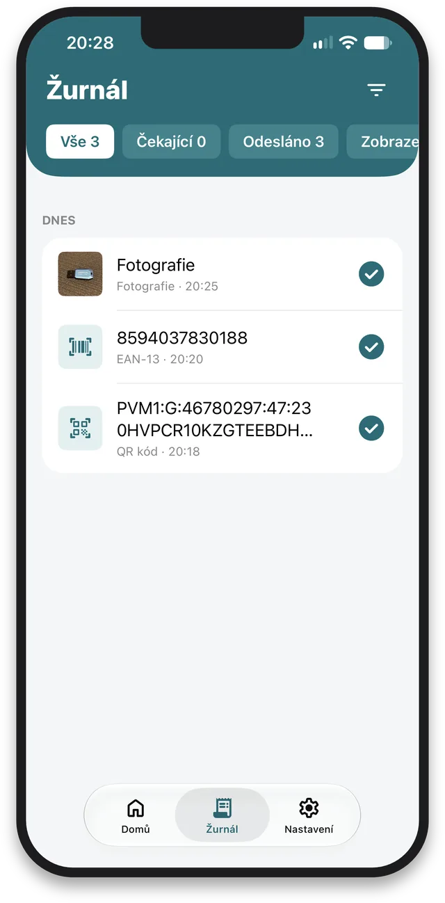 Žurnál – Spojka v mobilu pro iOS
